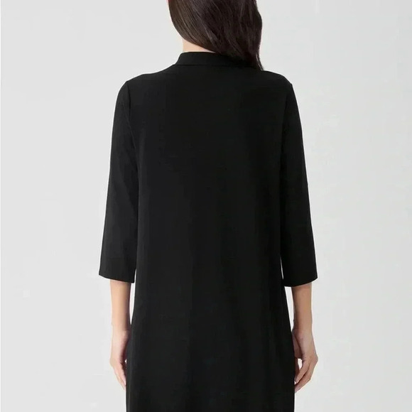 EILEEN FISHER Black  Stretch Twist Front Split Long Rayon/ Nylon Tunic Top-S-EUC - Picture 5 of 9